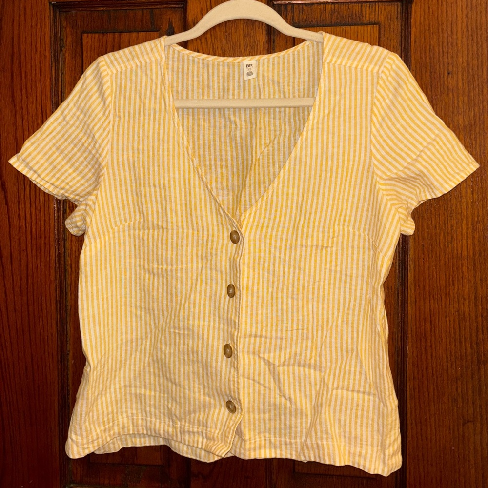 BP Yellow and White Striped Blouse